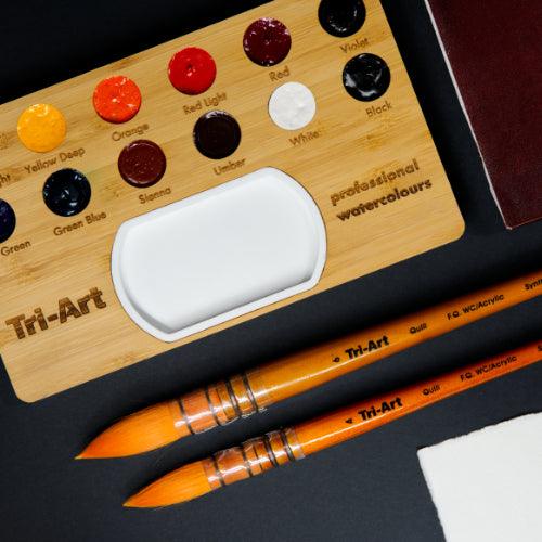 Tri-Art watercolor set with paint palette, brushes, 